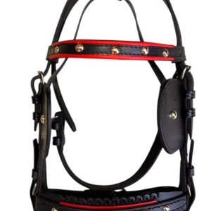 Szemzős fogatos kantár piros béléssel